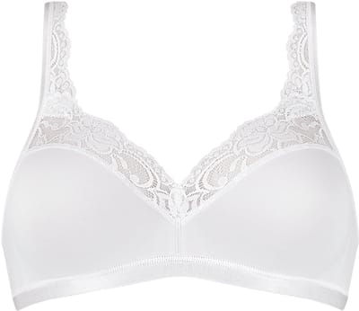 Sloggi Romance Soft Bra BH zonder beugel - Zonder vulling en niet voorgevormde kanten Bh - Zwart - Wit - 70A