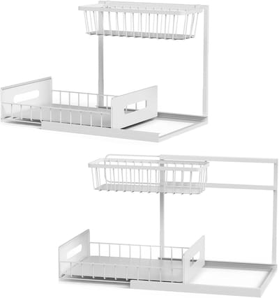 Onderbouw Organizer - Kast Lade - Ruimte Besparen - Uittrekbaar L-ontwerp - 2 Stuks - Zwart
