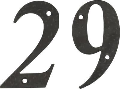 AMIG Huisnummer 29 - massief gesmeed staal - 10cm - incl. bijpassende schroeven - zwart