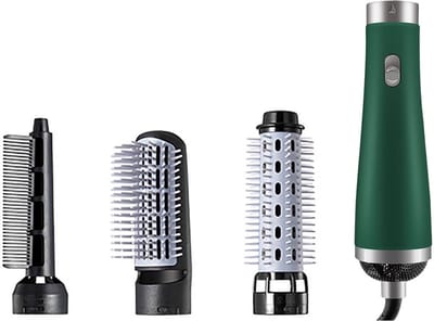 Haardroger met diffuser, 3-in-1 krultang met hete lucht, styling- en oliecontrole, stylingkam met negatieve ionen, 3 afneembare, automatisch roterende krulkammen.