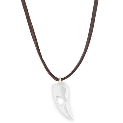 Zilverkleurige Uitgesneden Lederen Ketting van Iconic