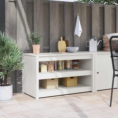 vidaXL - Keuken - Kast - MEPPEL - Wit - 106 - x - 55 - x - 64 - cm - Massief - grenenhout