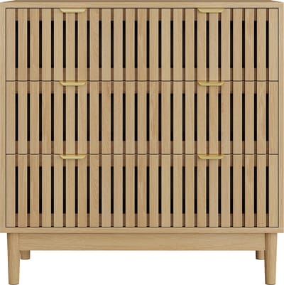 "Eikenkleur mdf spaanplaat drie laden ladekast 80×39×80cm opslag slaapkamer woonkamer en hal "