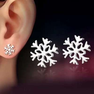 Kerst Oorbellen - Kerstmis - sneeuw kristal oorknoppen zilverkleurig 1 paar