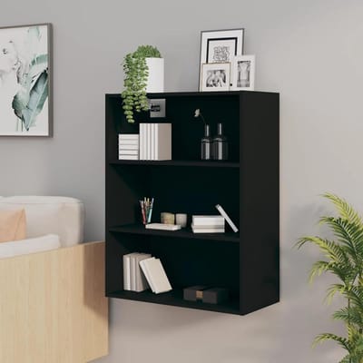 Wandkast met plank - Opbergkast keuken - Ruimte maximaliseren - Modern zwart design - 695 x 325 x 90 cm