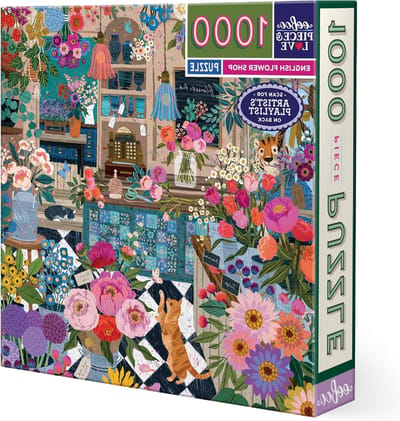 Bloemenwinkel Puzzel - 1000 Stukjes Legpuzzel - Ontspannend Tijdverdrijf - Artistieke Illustratie - 585 x 585 cm