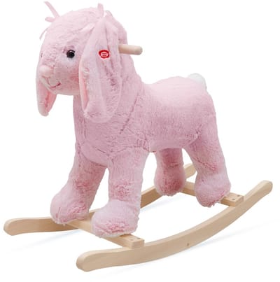 Baby Mix schommelkonijn pluche met melodie 71x30x55cm - Hobbelfiguur