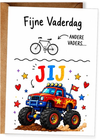 Grappige Vaderdagkaart - Jij vs. andere vaders - Monstertruck kaart papa - Vaderdagcadeau - Wenskaart vader - Ansichtkaart (10x15 cm incl. envelop)