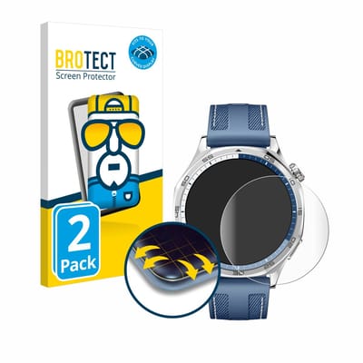 BROTECT - Screenprotector voor Huawei Watch GT 5 / GT 5 Pro (46 mm) - Folie Beschermfolie transparant volledig dekking - 2 Stuks
