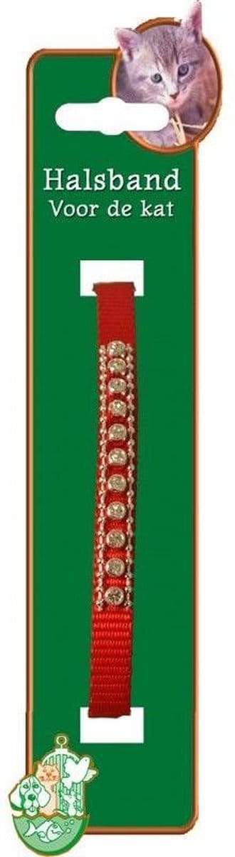 Kattenhalsband Nylon + Steen Rood