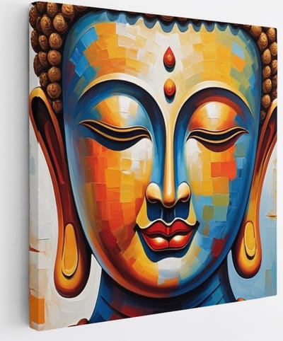 Saammp Canvas Schilderij - Boeddha - Abstract - 20x20 - Foto op canvas - Wanddecoratie - Muurdecoratie Woonkamer - Slaapkamer decoratie - Canvas Print