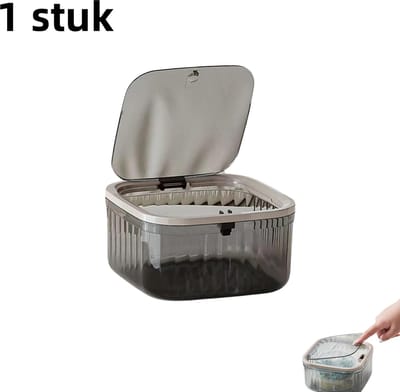 1 stuk - Push-type desktop cosmetica opbergemmer - multifunctioneel - hoogwaardige transparante mini-prullenbak - grijs (klein)