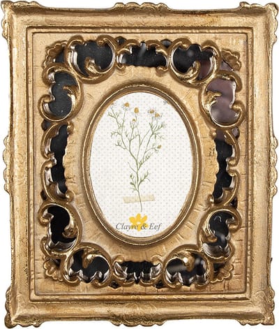 Clayre & Eef Fotolijst 7x9 cm Goudkleurig Kunststof Glas Rechthoek Fotokader