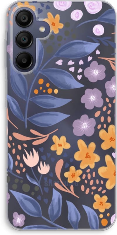 Case Company® - Hoesje geschikt voor Samsung Galaxy A15 hoesje - Flowers with blue leaves - Soft Cover Telefoonhoesje - Bescherming aan alle Kanten en Schermrand