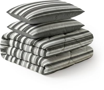 LILLA24 Dekbed zonder overtrek - Incl 2 kussenslopen - 240 x 200 cm - Wasbaar dekbed - All year hoesloos dekbed - Stripes