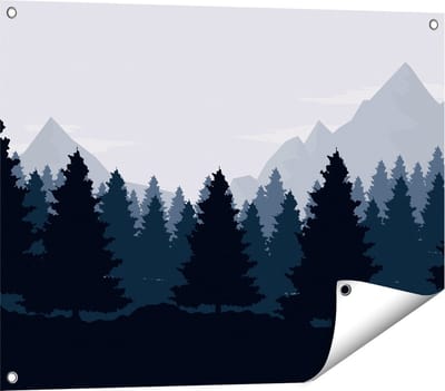 Gards Tuinposter Bos met Bomen Illustratie - Abstract - 80x60 cm - Tuindoek - Tuindecoratie - Wanddecoratie buiten - Tuinschilderij
