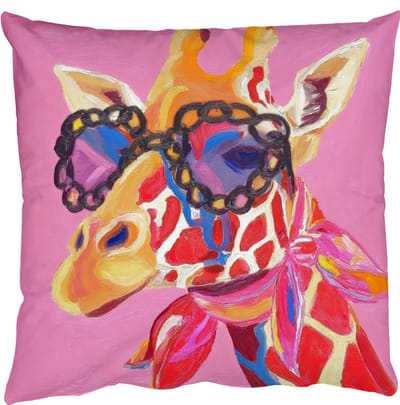 Sierkussens - Kussentjes Woonkamer - 50x50 cm - Giraf - Roze - Bril - Sjaal