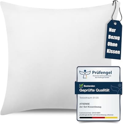 Jhubersproducts - Kussensloop - Gewassen Katoen - Superzacht en Ademend - Wit - Premium Kussensloop - Perfect voor Slaapkamer - 40 x 40 cm