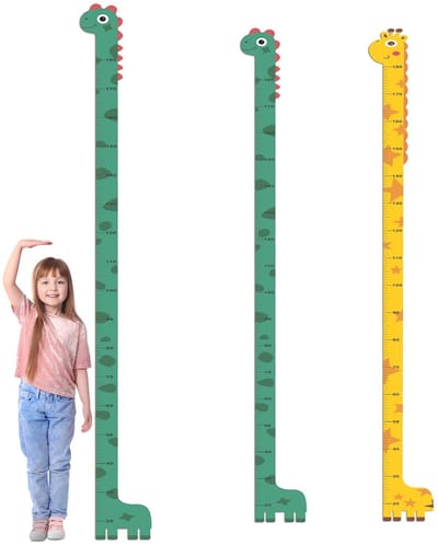 2 Stuks Meetlat voor Kinderen, 20-180 cm Muursticker Meetlat Kinderen, Dinosaurus Giraffe Wandmeter voor Kinderen, Zelfklevende Kinderwandmeter voor Kinderkamers, Slaapkamers, Kinderdagverblijven | Mu