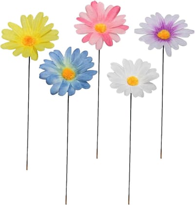 Metalen Bloemen Stekers - Tuindecoratie Bloem - Buiten Versieren - Kleurrijk Ontwerp - 3cm Hoog - Veelkleurig