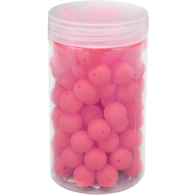 105 pièces 15 mm Perles en Silicone en Gros Perles Rondes en Silicone Perles Libres pour la Fabrication de Bracelets Colliers Porte-clés Rose Bébé rose layette