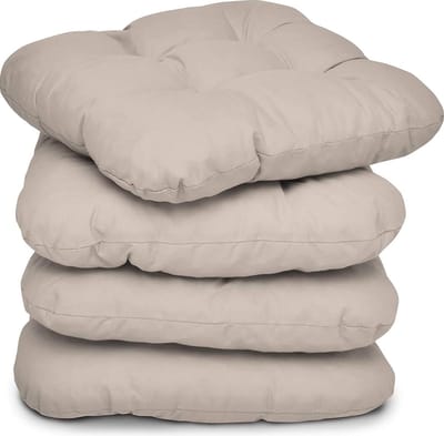 Beautissu Lisa – Set van 4 Zitkussen 40x40 cm – Stoelkussens Eetkamer – 8cm Vulling – Taupe