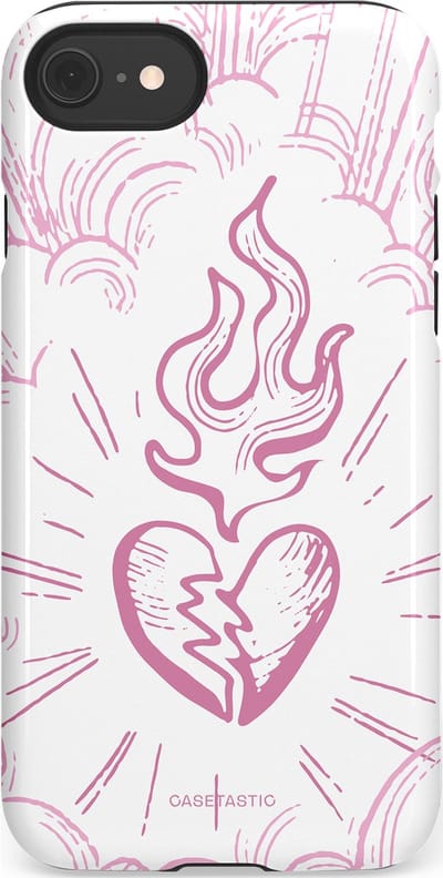 Casetastic Hoesje Geschikt voor Apple iPhone 7/8/SE - Stijlvolle Beschermende Duo-layer Case - Roze Liefdesvlam