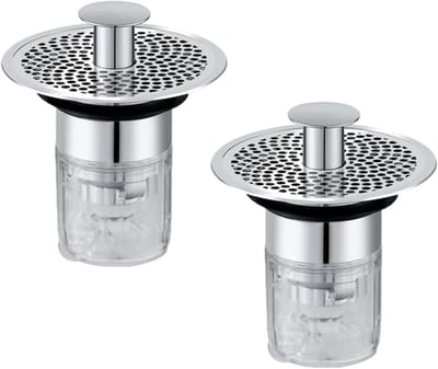 2 Pcs Washbasin Drain met Filterplaat - Badkamer Wastafel Stop - Pop Up Universele Basin Stop - Filter voor Universele Wastafel met Anti-Klapzeef voor Afvoeropening 34-37mm