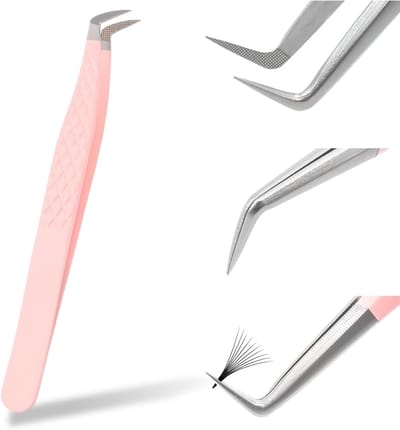 Roze RVS Wimperkrul Pincet met Schraubkop en Onafhankelijke Verpakking