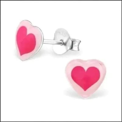 Aramat Jewels | Oorbellen | Zilveren Hartje Oorstekers – 925 Zilver -Emaille | Zwart-7mm | |7mm | Zilver | Kinderen, Volwassenen | Verkleurd niet