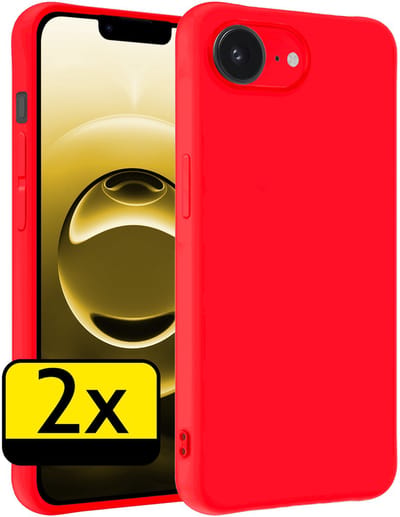 Hoesje - 2 Stuks - Geschikt voor Apple iPhone 16e - Sterk & Shockproof - Case Siliconen - Back Cover - Telefoon Hoes - Telefoonhoesjes - Rood