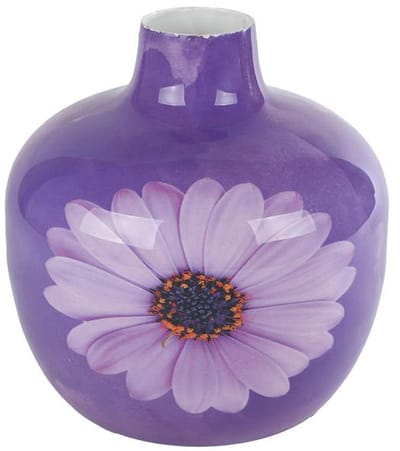 Vaas Gerbera paars metaal decoratief speelgoed 18x18x18cm.