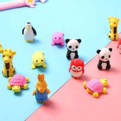 10 STUKS Schattige Dieren Vormige Gum Cartoon Design Gum Kantoorartikelen Puzzel Gum Speelgoed pink