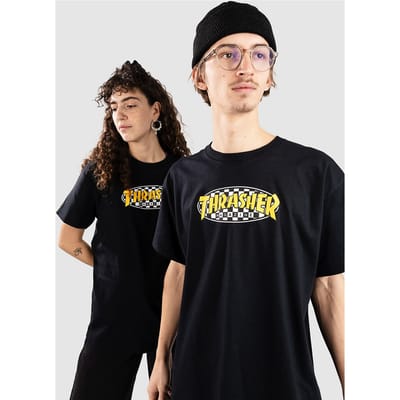 Thrasher Checkered Oval T-Shirt zwart