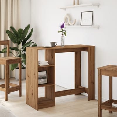 vidaXL - Bartafel - met - schap - 124x46x103,5 - cm - hout - artisanaal - eikenkleurig