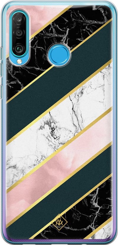 Casimoda® hoesje - Geschikt voor Huawei P30 Lite - Marmer strepen - Siliconen/TPU - Soft Case - Multi - Marmer