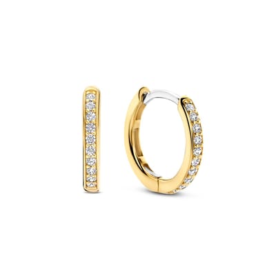 TI SENTO Dames Oorbellen - 925 zilver - Zirkonia met geel verguld - 7812ZY