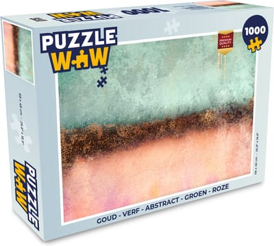 Puzzel Goud - Verf - Abstract - Groen - Roze - Legpuzzel - Puzzel 1000 stukjes volwassenen