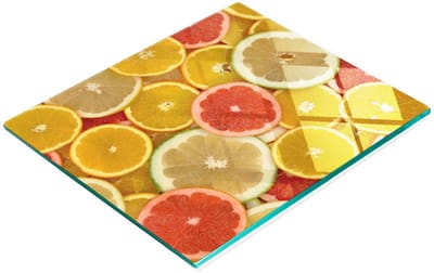 Decoratieve serveerplank van glas met citrusvruchtenmotief, 60x52 cm