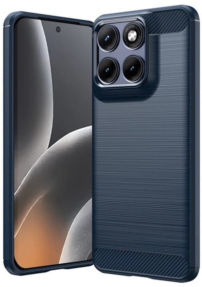 MobyDefend Hoesje - Geschikt voor Motorola Edge 70 Fusion - TPU Backcover - Geborstelde Metaal & Carbon-Look - Blauw