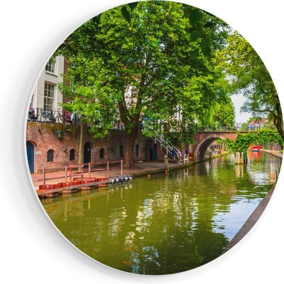 Artaza Forex Muurcirkel Oudegracht In Utrecht - 70x70 cm - Wandcirkel - Rond Schilderij - Wanddecoratie Cirkel - Muurdecoratie