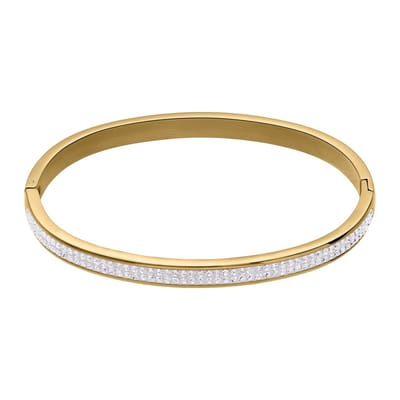 Lucardi Dames armband plated wit kristal - Staal - Bangle - Cadeau - Stijlvol - Goudkleurig