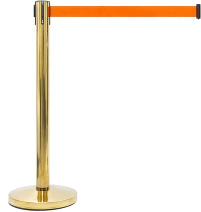 GJ Floors - Afzetpaal met trekband | Messing - Oranje - Hoogte: 92 cm - Lengte: 200 cm - Steel diameter: 5,1 cm