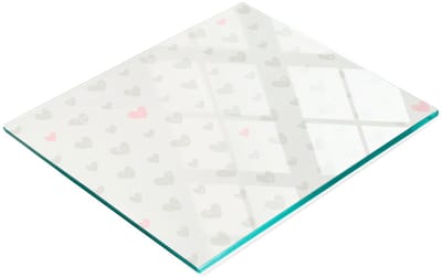 Decoratieve snijplank van gehard glas met hartvormige achtergrond, 60x52 cm