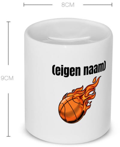 Akyol - basketbal vuur met eigen naam Spaarpot - Basketbal - iemand die op basketbal zit - sport - verjaardag cadeau - kado - bal - wedstrijdsport - 350 ML inhoud