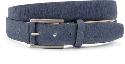 Grijsblauwe hair-on riem unisex - Heren riem - 3.5 cm breed - Leer - Jeans riem - Sportief - Maat 115