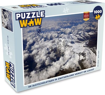 Puzzel De Aletschgletsjer in Zwitserland vanuit de lucht - Legpuzzel - Puzzel 1000 stukjes volwassenen