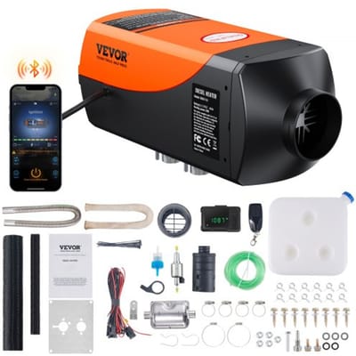 VEVOR Lucht-dieselverwarming 12V 2KW, dieselluchtverwarming, parkeerverwarming, 0,12-0,26 l/u dieselverwarming met lcd-scherm, afstandsbediening en Bluetooth-app