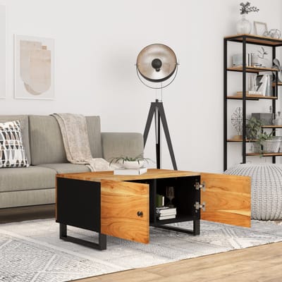 vidaXL - Salontafel - 80x50x40 - cm - massief - acaciahout - en - bewerkt - hout