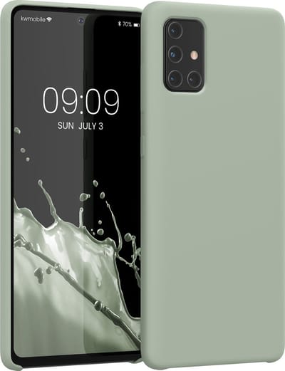 kwmobile telefoonhoesje geschikt voor Samsung Galaxy A71 - Hoesje met siliconen coating - Smartphone case in grijsgroen